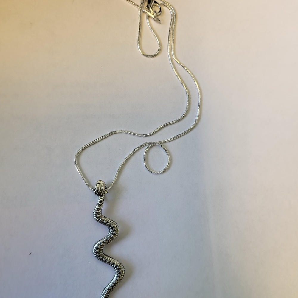 Silver Tone Snake Pendant Necklace NWT